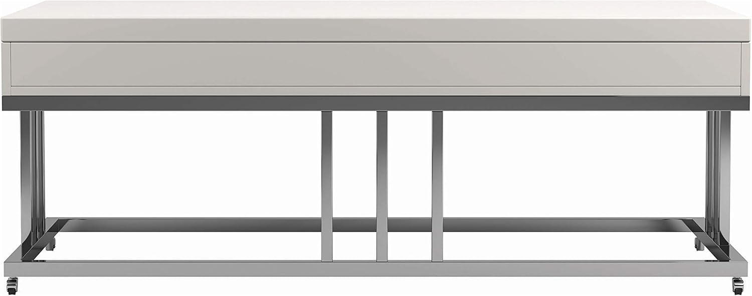Coaster Furniture 2-Drawer Rectangular Glossy White and Chrome Coffee Table 723138