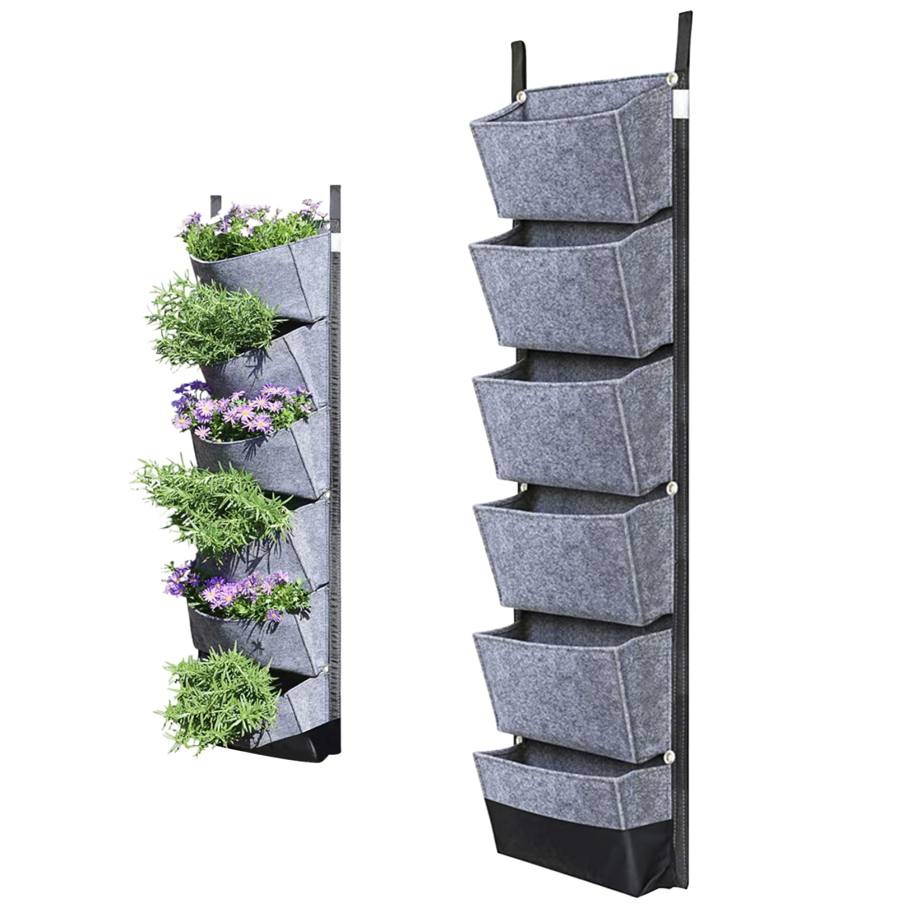 Sacs de culture suspendus gris à 6 poches pour plantes de balcon