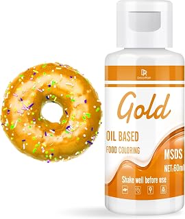 Oil Based Food Coloring - Vibrant Food Coloring for Chocolate, Candy Melts, Baking, Cake Decorating - Upgraded Edible Food Color Dye for Icing, Fondant,Butter, Cookie, DIY Crafts - 2 Fl.oz (Gold)