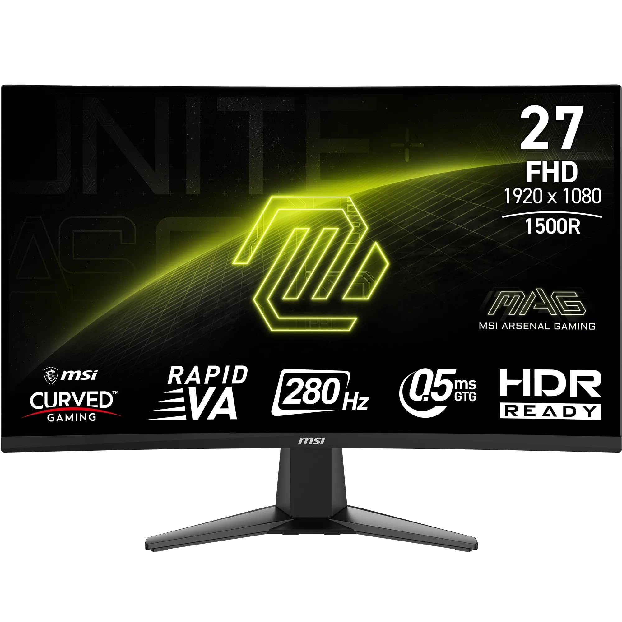 MSI 27" MAG 276CXF Gaming Monitör, FHD, Curve 1500R RAPID VA, 280HZ, 0.5ms (GTG), Adaptive-Sync, Siyah