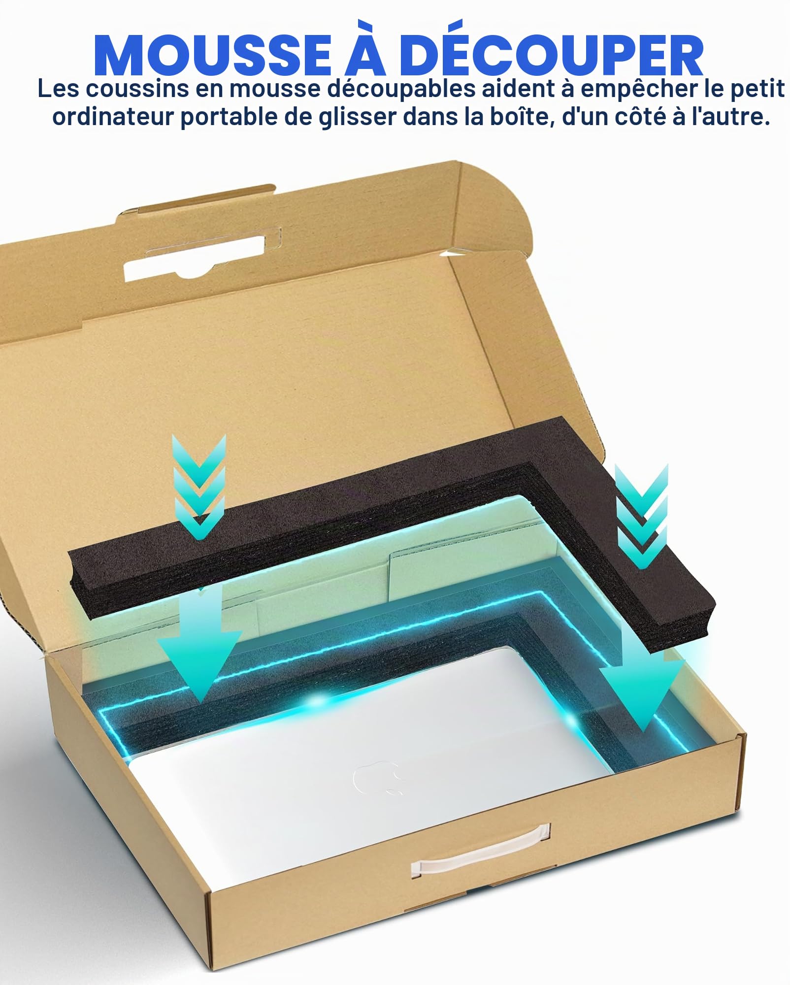 Boîte d'expédition pour ordinateur portable avec mousse de protection pour ordinateur portable jusqu'à 17" - Carton d'expédition pour ordinateur portable - Boîtes d'expédition sécurisées