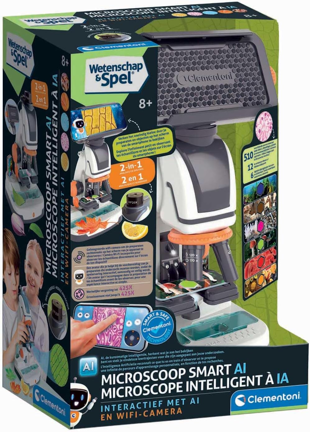 Clementoni Science & Play - Microscope for Children - Digital and Analog - WiFi and Camera Included - With Digital Glass Panes - from 8 Years
