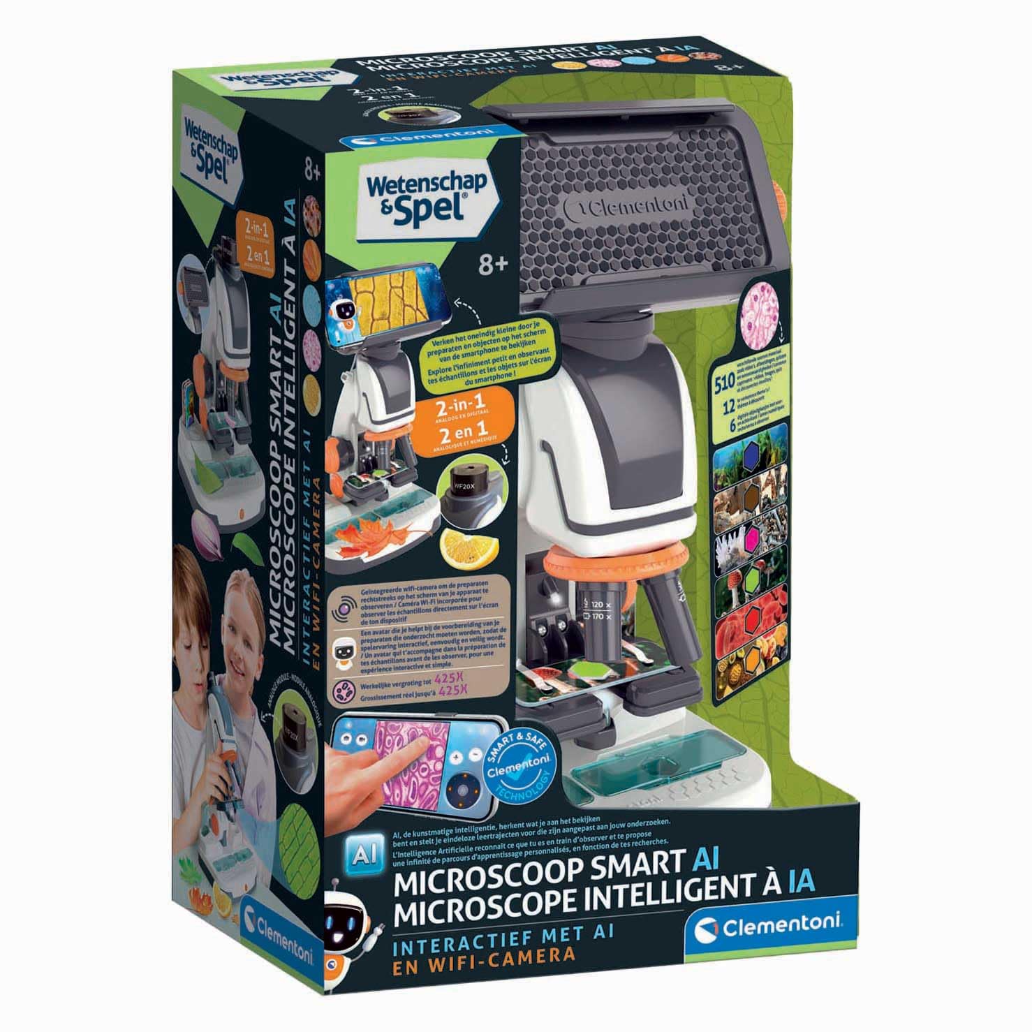 Clementoni Scienza e gioco - Microscopio per bambini - Digitale e analogico - WiFi e fotocamera inclusi - con vetrini digitali - A partire dagli 8 anni
