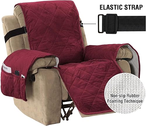 Miniatura 3 de H.VERSAILTEX Fundas acolchadas de terciopelo grueso para silla reclinable, funda de sillón reclinable, funda de sofá reclinable con respaldo