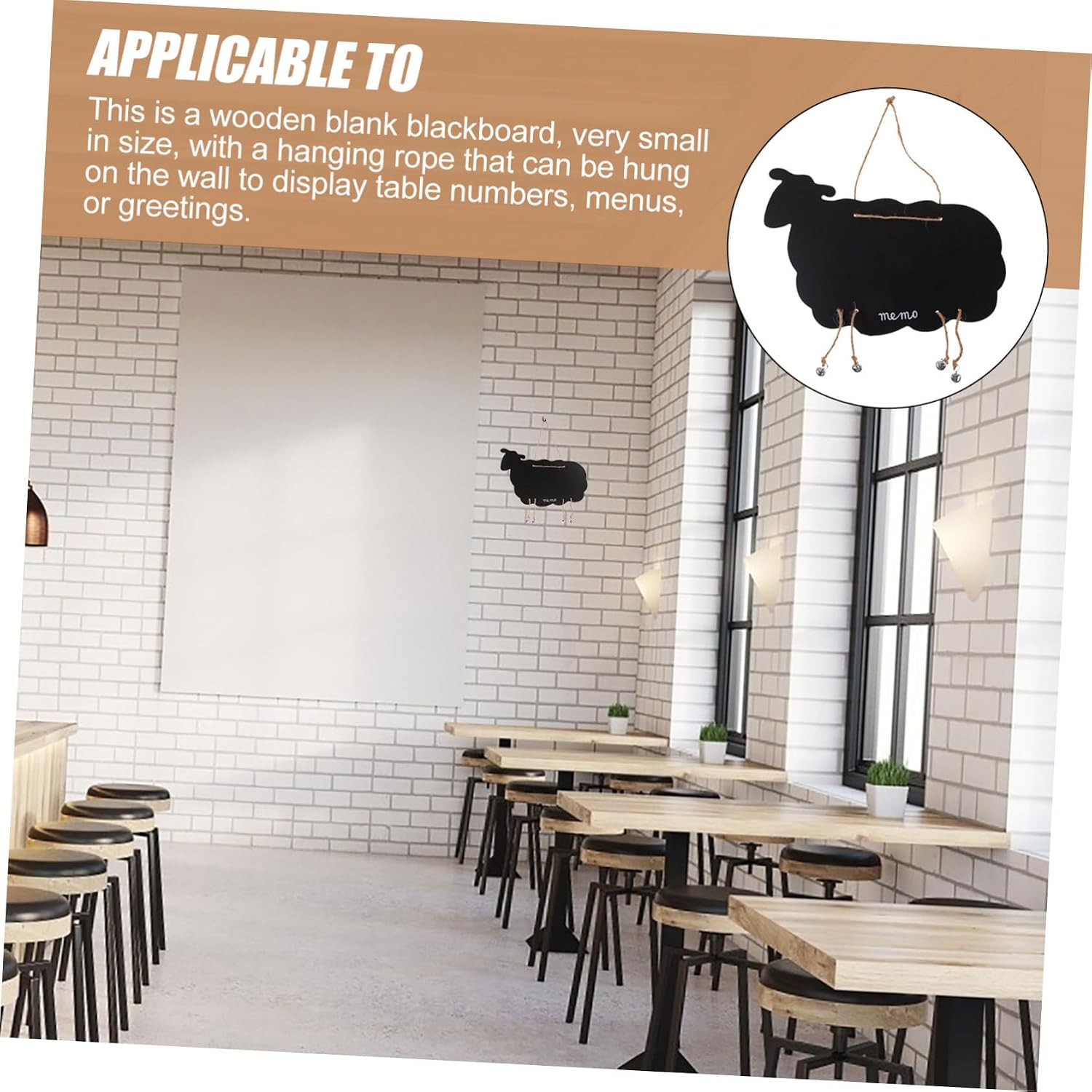 Goat Shaped Hanging Message Board Wooden Blank Black