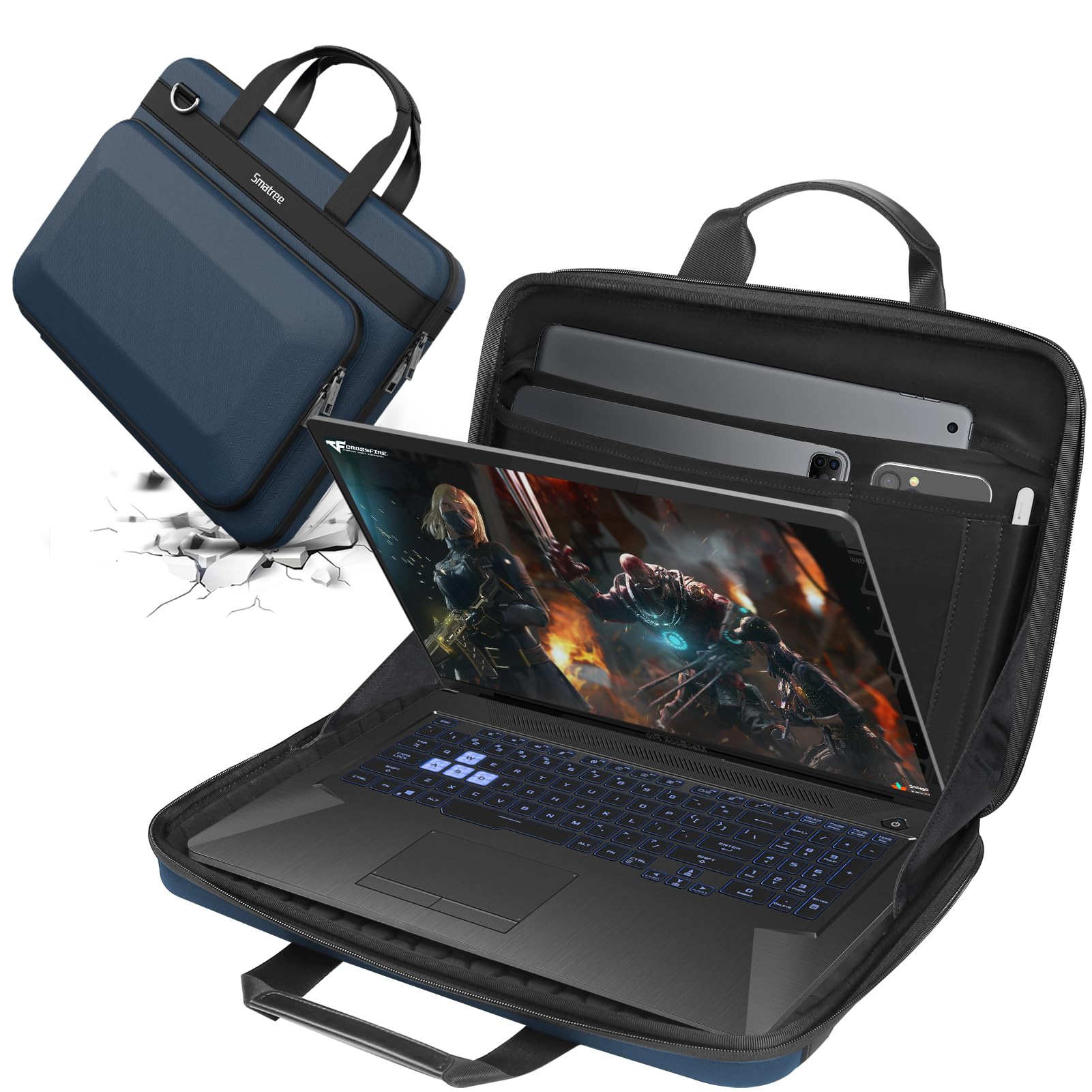 Smatree 15,6pulgada Funda rígida resistente para MSI Alpha 15 A3DD/A4DEK,Delta A5EFK,Stealth GS66/A13VF,Cyborg AI A1V/A12VF,Bravo15,Katana A17/A15 AI,GF65/GF63 Thin,Thin 15/A15,MSI Pulse 17,Azul(A800)