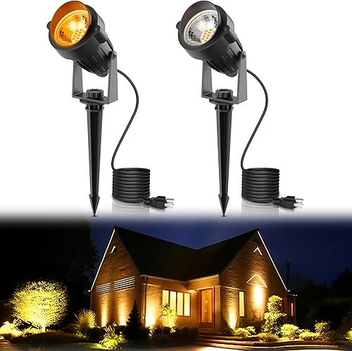 LOHAS - Focos de paisaje para exteriores, 5 W, iluminación al aire libre del anochecer al amanecer, focos LED para patio, luces exteriores de 120 V