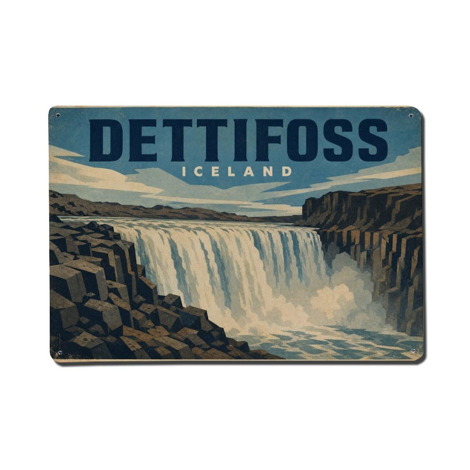 Retro Travel Iceland Dettifoss Metal Tin Sign