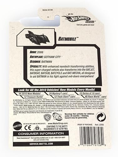 Miniatura 2 de Hot Wheels 2010 (042/240) BATMOBILE 42/44 Nuevos Modelos Escala 1:64