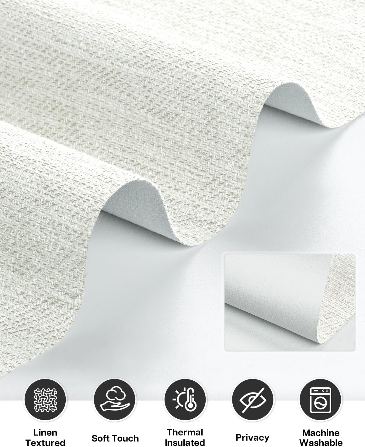 lazblinds tie up curtains, linen blackout thermal insulated balloon roman shade bathroom window curtain, adjustable rod pocket drape for kitchen, living room, bedroom (34" w x 47" l, white) blackout-white 34"w × 47"l