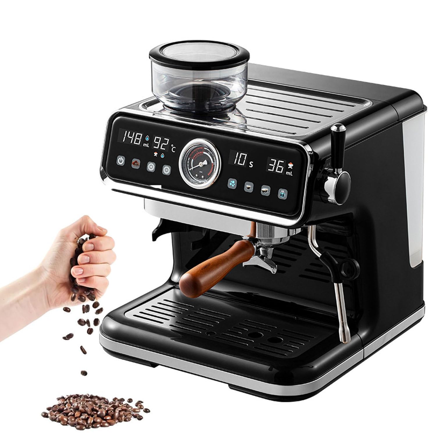 ToayNia Grinder & Espresso Machine, 20 Bar　Coffee Grinder And Brewer，Temperature, Water Volume, And Duration Are All Adjustable.Cappuccino & Latte Machine For Home