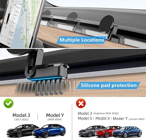 Miniatura 2 de Soporte de teléfono para Tesla Model 3 Modelo Y, soporte magnético para teléfono para iPhone 15, 14, 13 Series y todos los teléfonos con funda