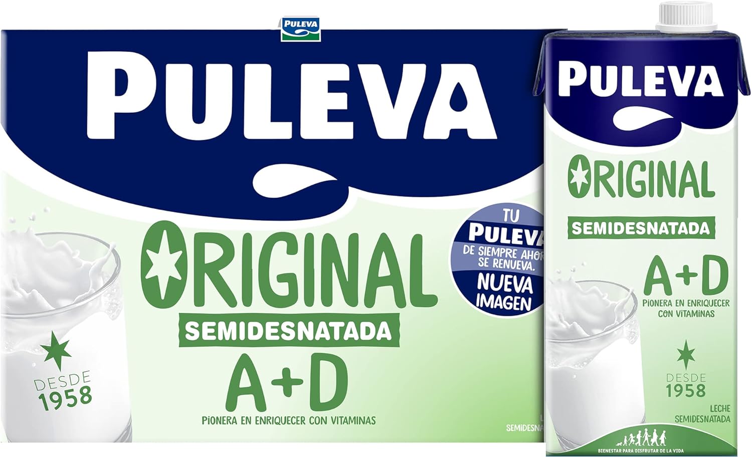 6 litros de leche Puleva Semidesnatada con vitaminas A+D por 5,87€ (en compra recurrente)