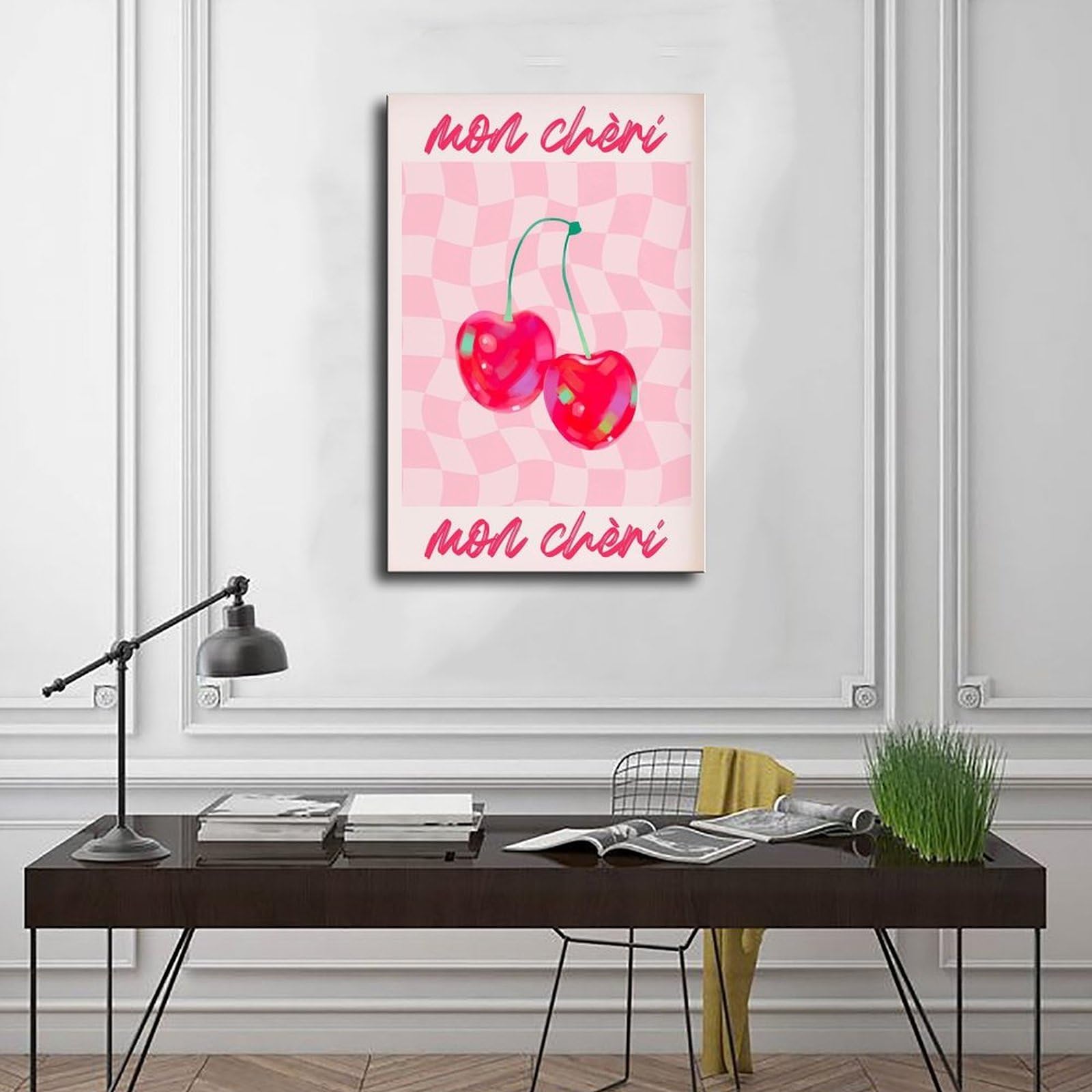 ACFTAIN Mon Chèri Leinwandposter mit Obstküche, moderner böhmischer Stil, leuchtend rote Kirschen, modernes Poster, Wandkunstdrucke, Gemälde, Wohnzimmer, Schlafzimmer, Dekoration, 60 x 90 cm