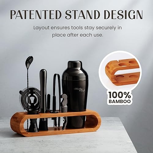 Miniatura 6 de Mixology - Kit de barman de 10 piezas con soporte de bambú  Kit perfecto de barman para el hogar y coctelera de Martini para una experiencia