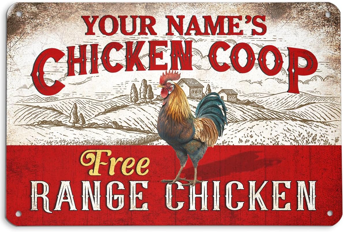 Personalized Funny Chicken Coop Classic Metal Sign, chicken coop signs, chicken coop signs outdoor, chicken farm sign (Style 2)