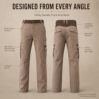 Men's Denim Cargo Pants Vintage Washed Straight Leg Multi Pocket Jeans