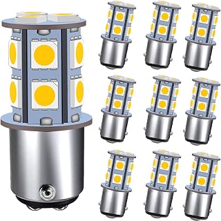 GRV Ba15D 1142 1076 1176 High Bright Car Boat Light Turn Single Light LED Bulb 13-5050SMD AC/DC12V 24V Warm White Pack of 10