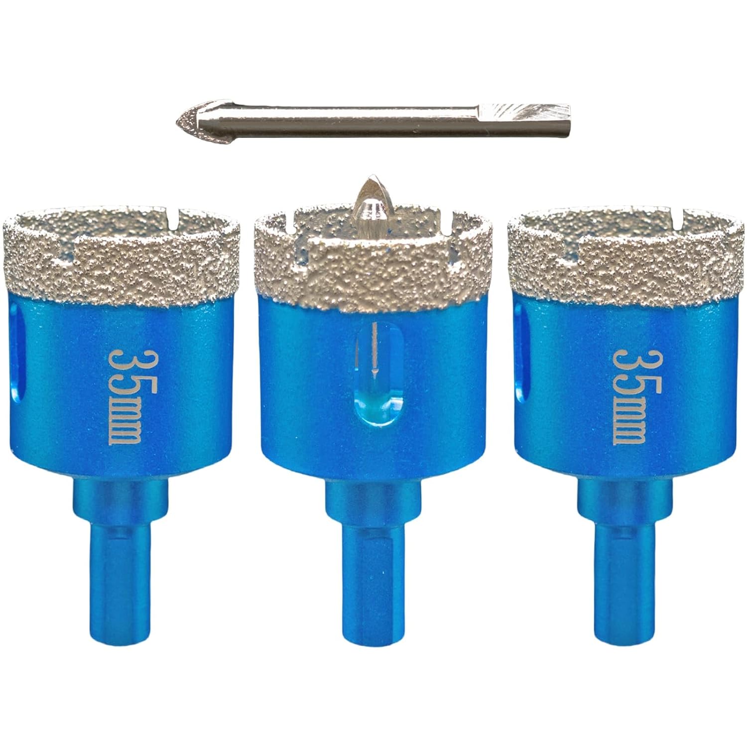 JONAS C 3 Pcs 1-3/8" (35mm) Diamond Hole Saw Drill Bits - 1 with Pilot Drill, for Accurate Through-Hole Drilling in Tile, Ceramic, Stone, and Glass (3/8" Hex Shank)