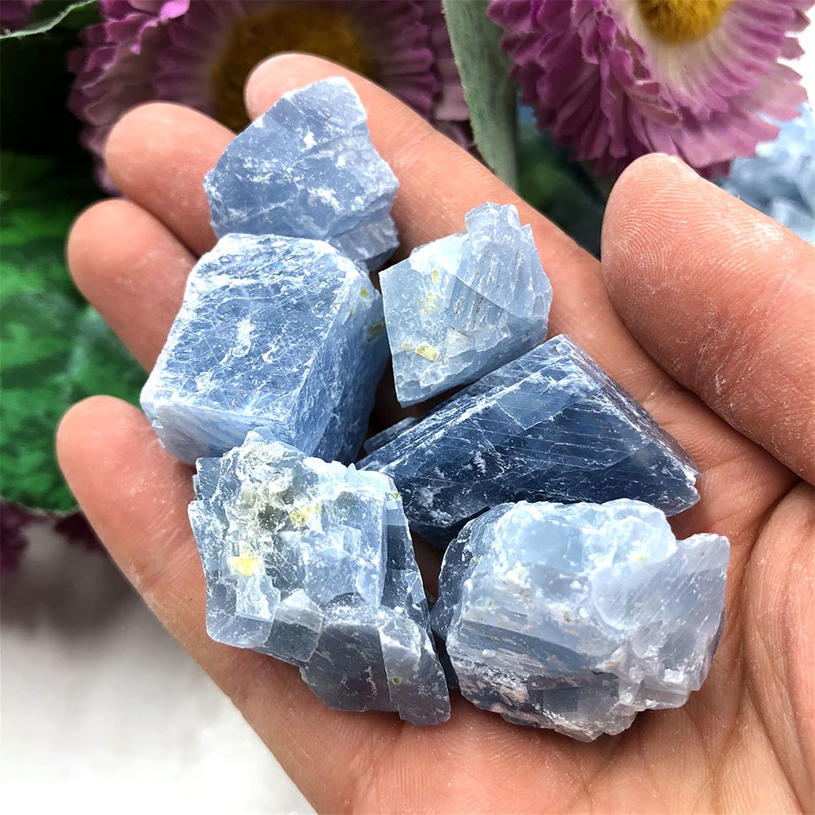 1pc Casuale Blu Calcite Pietra Grezza Cristalli di Quarzo Grezzo Acquario di Roccia Decorazioni for la casa Decorazione della Stanza