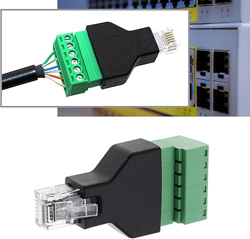 Miniatura 4 de 2 unids RJ12 adaptador de audio conector Ethernet RJ12 6P6C macho a 6 pines tornillo terminales adaptador conector hogar accesorios de audio