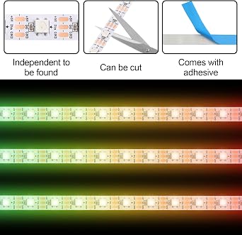 5V ARGB LED Strip, 100cm 60LEDs RGB Light Strip for PC Case, Sync with Motherboard, Self-Adhesive Cuttable LED Tape for Gaming Room PC Decoration [Energy Class A++]