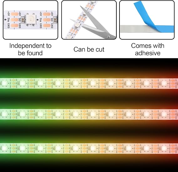5V ARGB LED Strip, 100cm 60LEDs RGB Light Strip for PC Case, Sync with Motherboard, Self-Adhesive Cuttable LED Tape for Gaming Room PC Decoration [Energy Class A++]