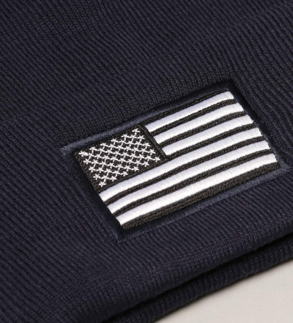MIRMARU Men’s US American Flag Embroidered Folded Cuff Skull Beanie Cap – Comfortable Stretchy Warm and Cozy Winter Hat - Image 3