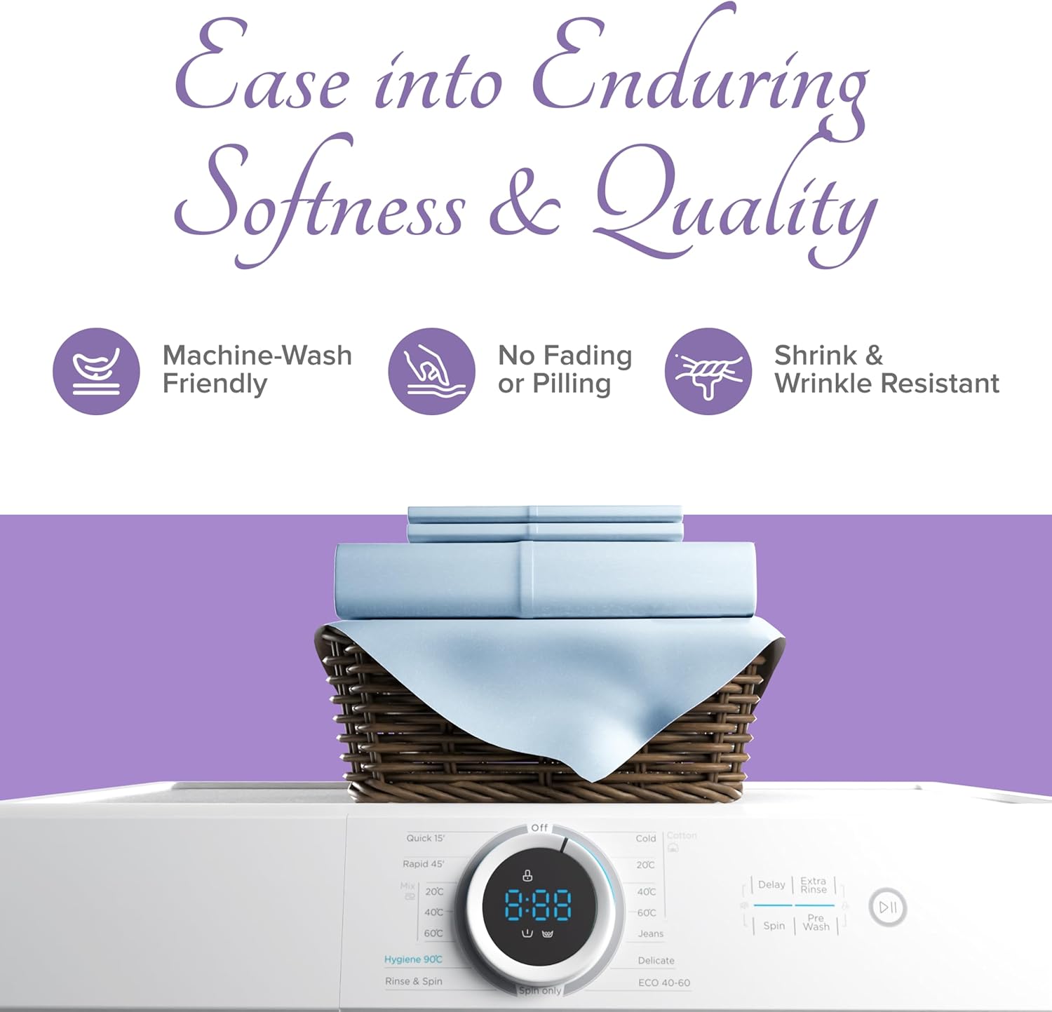 Carressa Linen 100% Egyptian Cotton Duvet Cover King Size - 600 Thread Count 3 PC Duvet Cover Set,Extra Long Staple Egyptian Cotton Quilt Cover,Soft,Breathable with Hidden Zipper Closure - Light Blue - Image 6