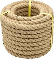 Vista 9 de Cuerda de yute de 1 1/2 pulgadas x 50 pies, cuerda de cáñamo natural gruesa y pesada cuerda náutica trenzada para manualidades, escalada