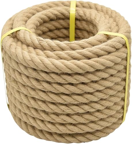 Miniatura 9 de Cuerda de yute de 1 1/2 pulgadas x 50 pies, cuerda de cáñamo natural gruesa y pesada cuerda náutica trenzada para manualidades, escalada