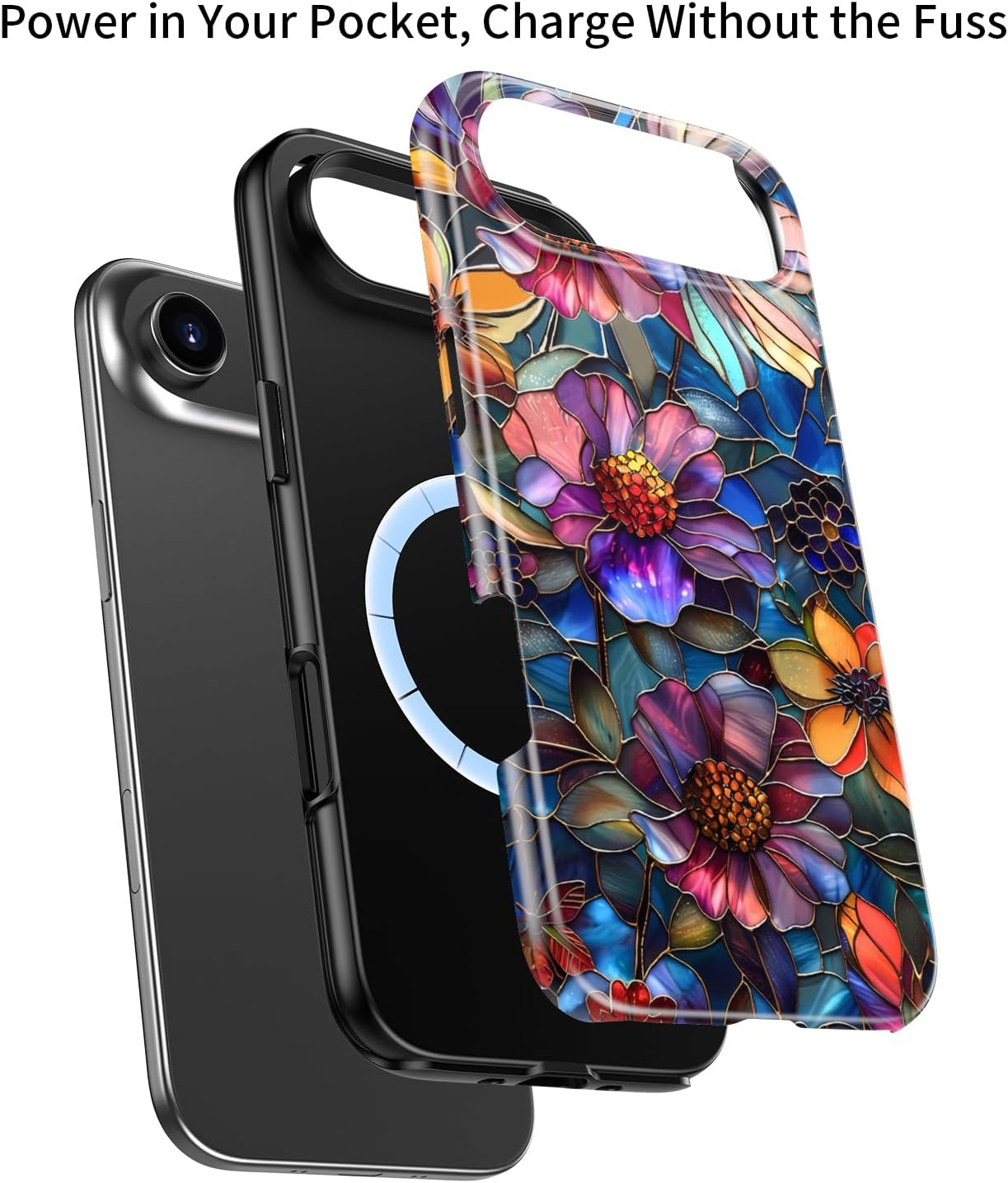for iPhone Air Case, Wireless Charging Compatible,Dual-Layer Protection with Cute Wildflower Design, Soft Silicone + Hard Shell, Chic Phone Cover for iPhone 17 Air - Vibrant Defined Blossoms - Image 3