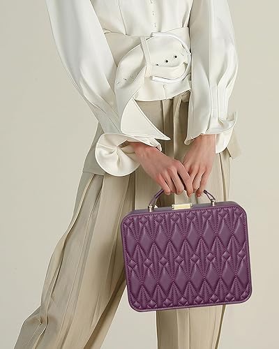 Miniatura 4 de Organizador grande para joyas, joyero de viaje y estuche portátil, color rojo burdeos