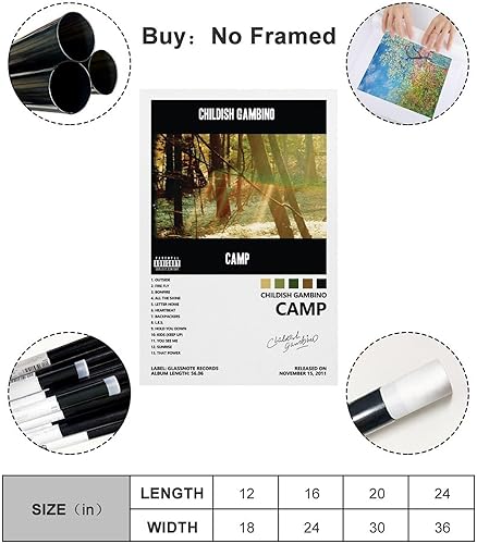 Miniatura 2 de Póster infantil de Gambino Camp para dormitorio, lienzo estético, decoración de pared, 12 x 18 pulgadas (11.8 x 17.7 in)