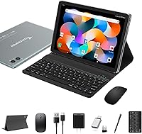 Vista 1 de Tablet with Keyboard, 128GB Android Tablets 10 Inch, 8GB RAM+ 1TB Expansion, 2-In-1 Tablet, Octa-Core Processor, 13+8MP Dual Camera, 5G WIFI