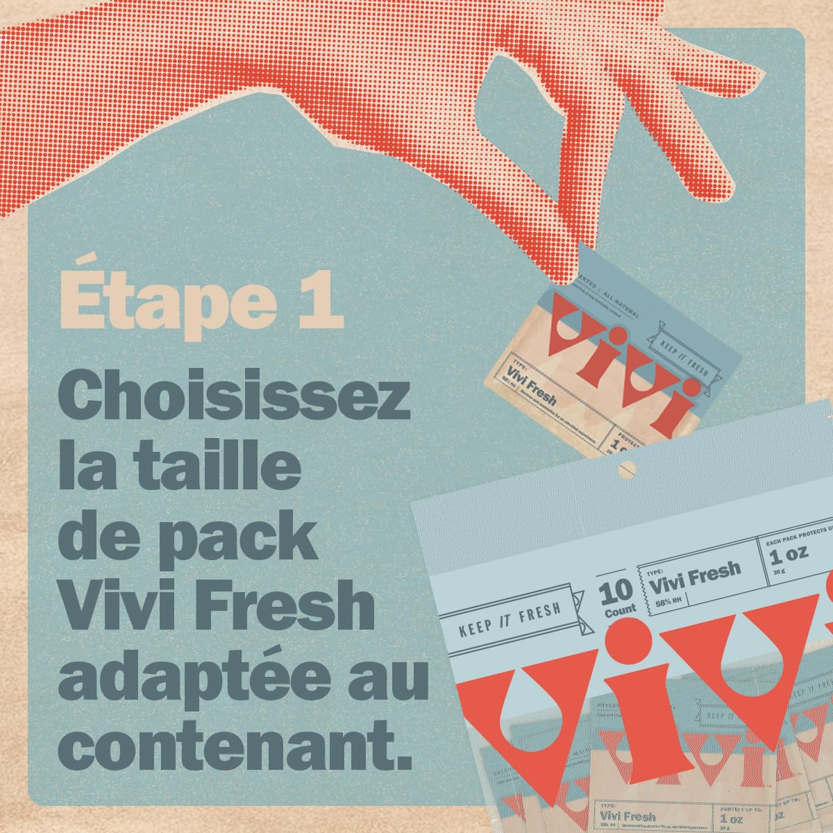 Vivi Fresh Lot de 4 paquets de contrôle de l'humidité dans un sac refermable | Pour tous les récipients de stockage hermétiques, stockez plus longtemps et préservez la fraîcheur | Lot de 4