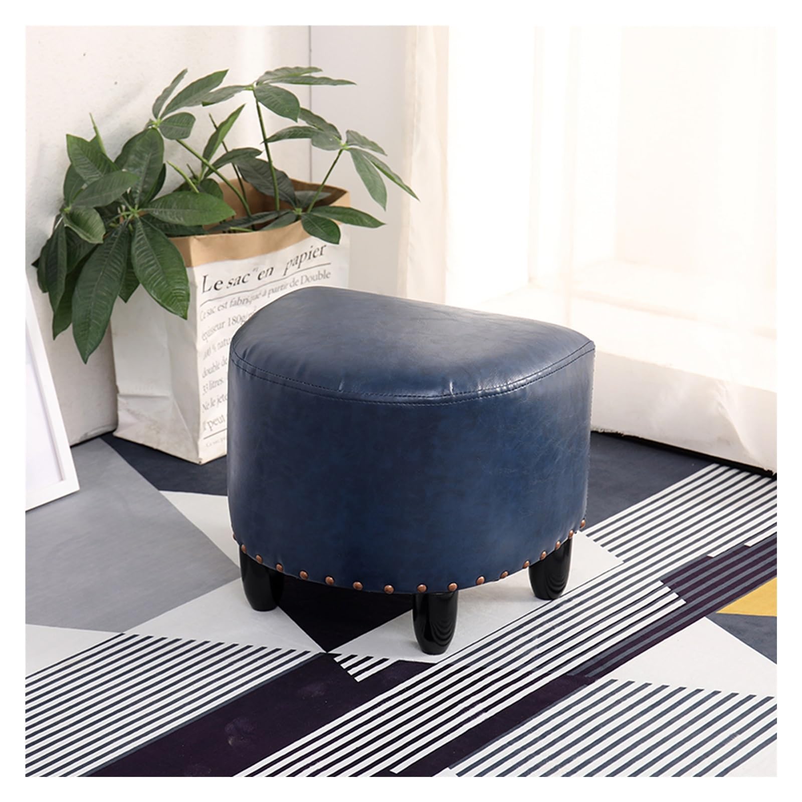Repose-pieds en cuir pour bureau et salon avec assise rembourrée