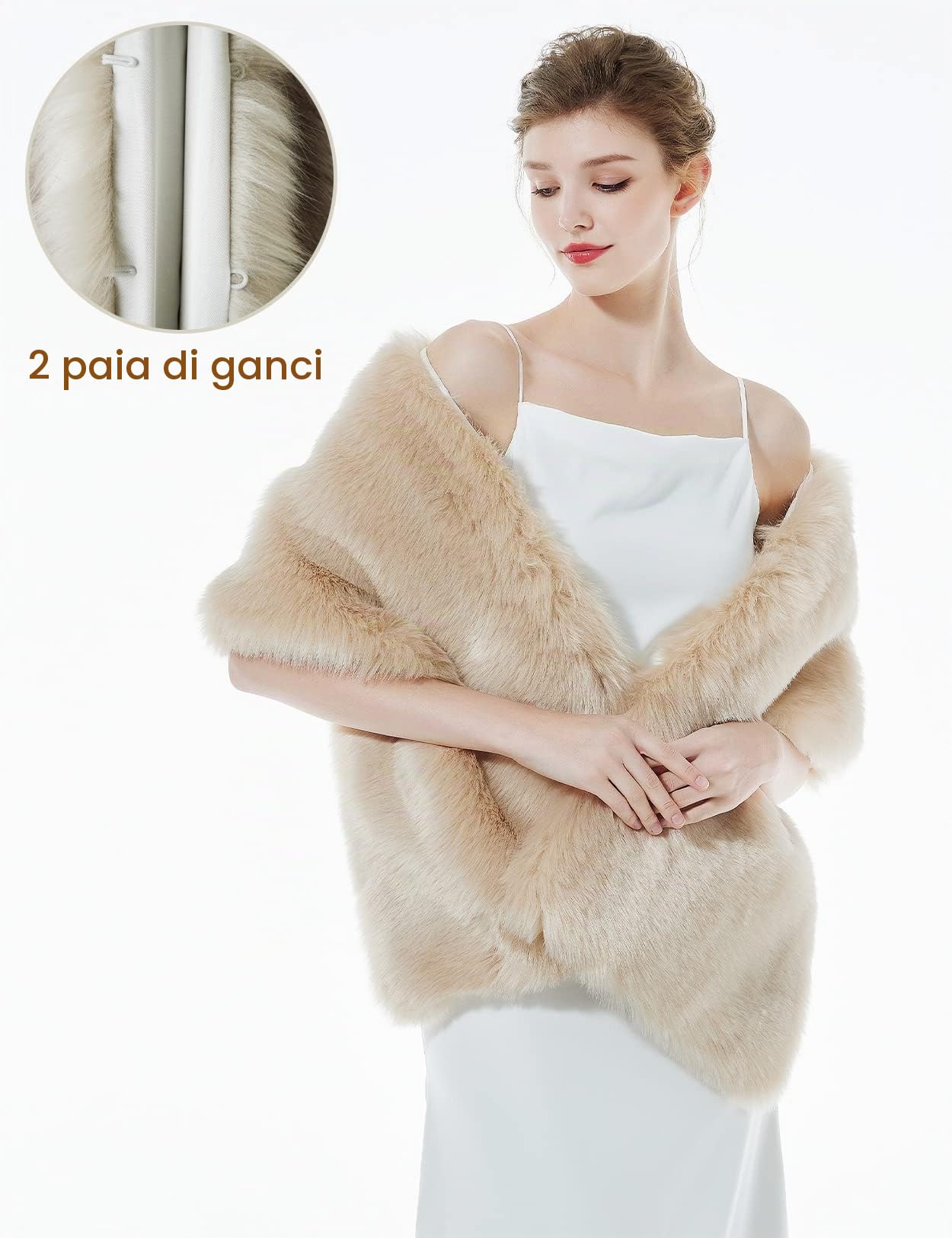 BEAUTELICATE coprispalle Stola Donna Pelliccia Sintetica Sciarpa Scialle Pelliccia Elegante per Sposa Damigella Matrimonio Invernale Cerimonia