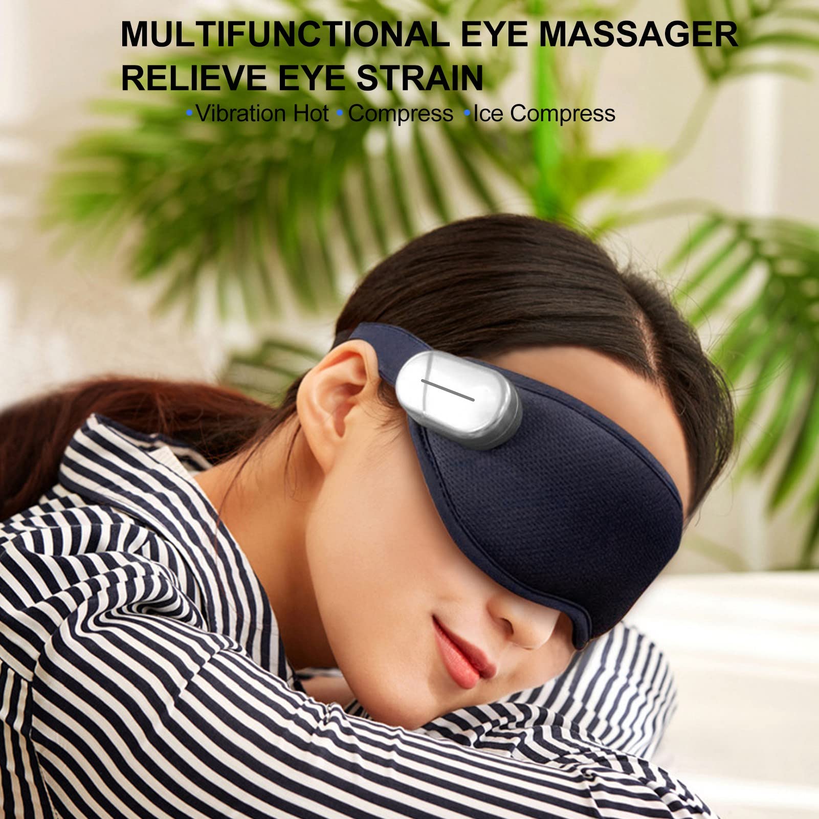 Masseur Oculaire avec Chaleur et Refroidissement, Soulagement de la Fatigue Améliorant le Sommeil Masseur Oculaire Chauffant Vibrant Rechargeable pour Migraines Yeux Secs Cernes