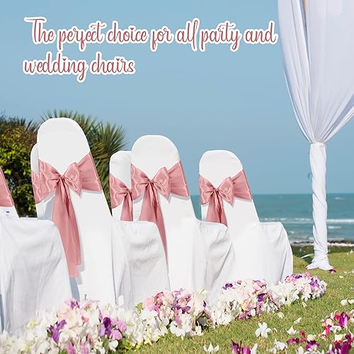 Vista 13 de XunYee Paquete de 80 bandas de satén para sillas de boda, decoración de silla, fundas de lazo, bandas para compromisos, graduaciones, eventos, Azul