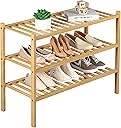 3 Tier Bamboo Shoe Rack for Closet Free Standing Wood Shoe Shelf Storage Organizer for Entryway Small Space Stackable 27"x11"x20" (Natural)