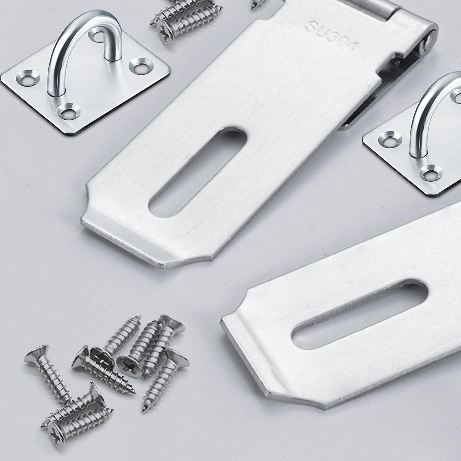 Chiavistello con Lucchetto,4 Pezzi Lucchetto Chiusura Hasp in Acciaio Inox,30 mm Lucchetto con 8 Chiave,Chiavistello Porta con Lucchetto a Viti per Armadi,Cassetto e Cancello