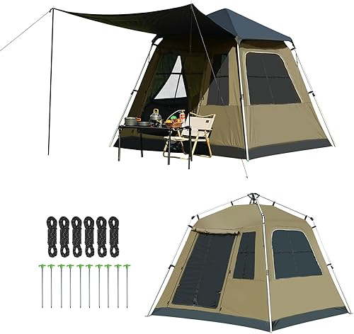 Miniatura 8 de Tienda de campaña desplegable instantánea con parasol extraíble, tienda de campaña con protección UV y ventilación, impermeable, resistente al