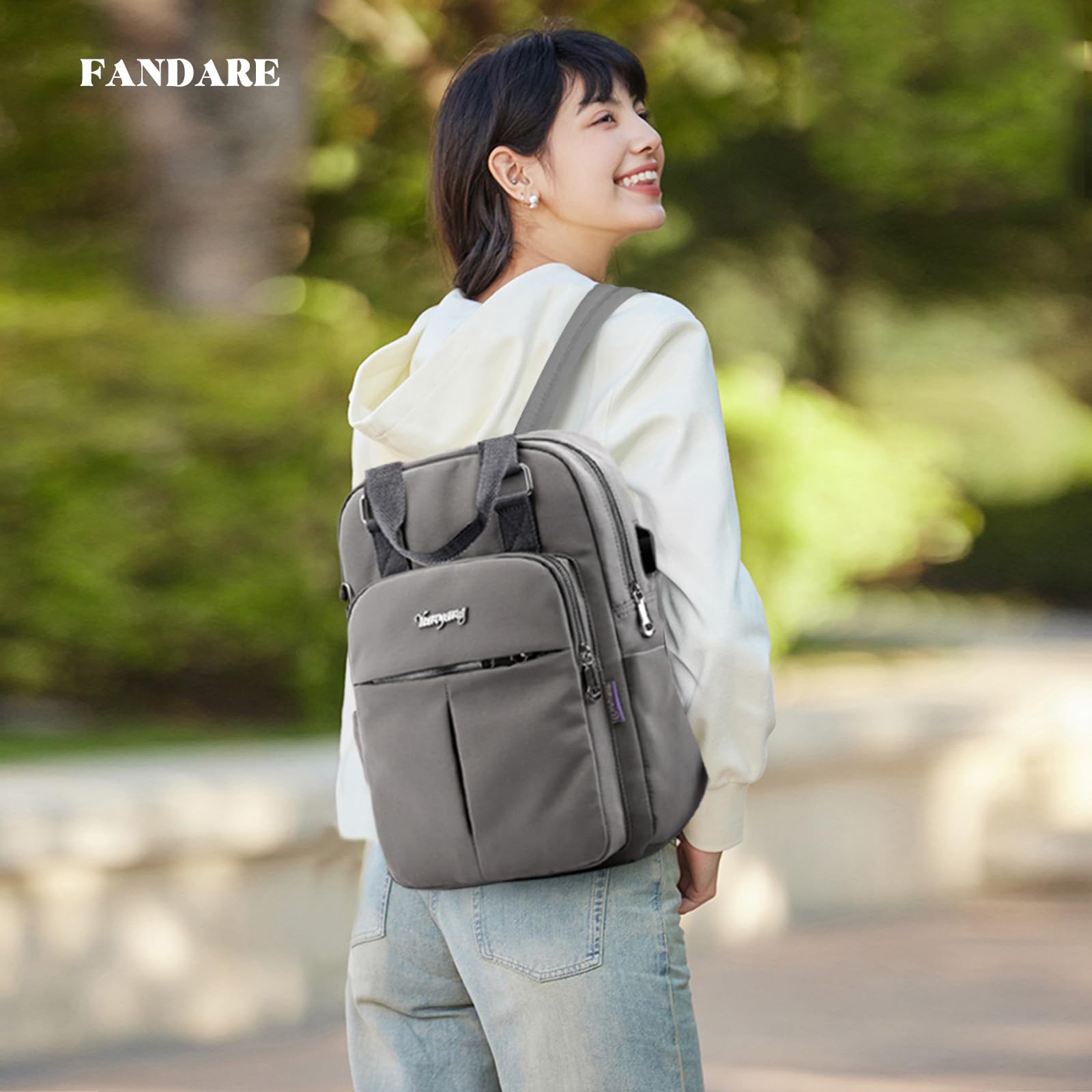 FANDARE Zaini Casual Laptop Borsetta Zainetto Cartelle Donna Zaino Scuola con USB Adolescente Borse a Zaino Ragazza Zainetti Daypacks per All'aperto Viaggio Shopping Impermeabile Nylon