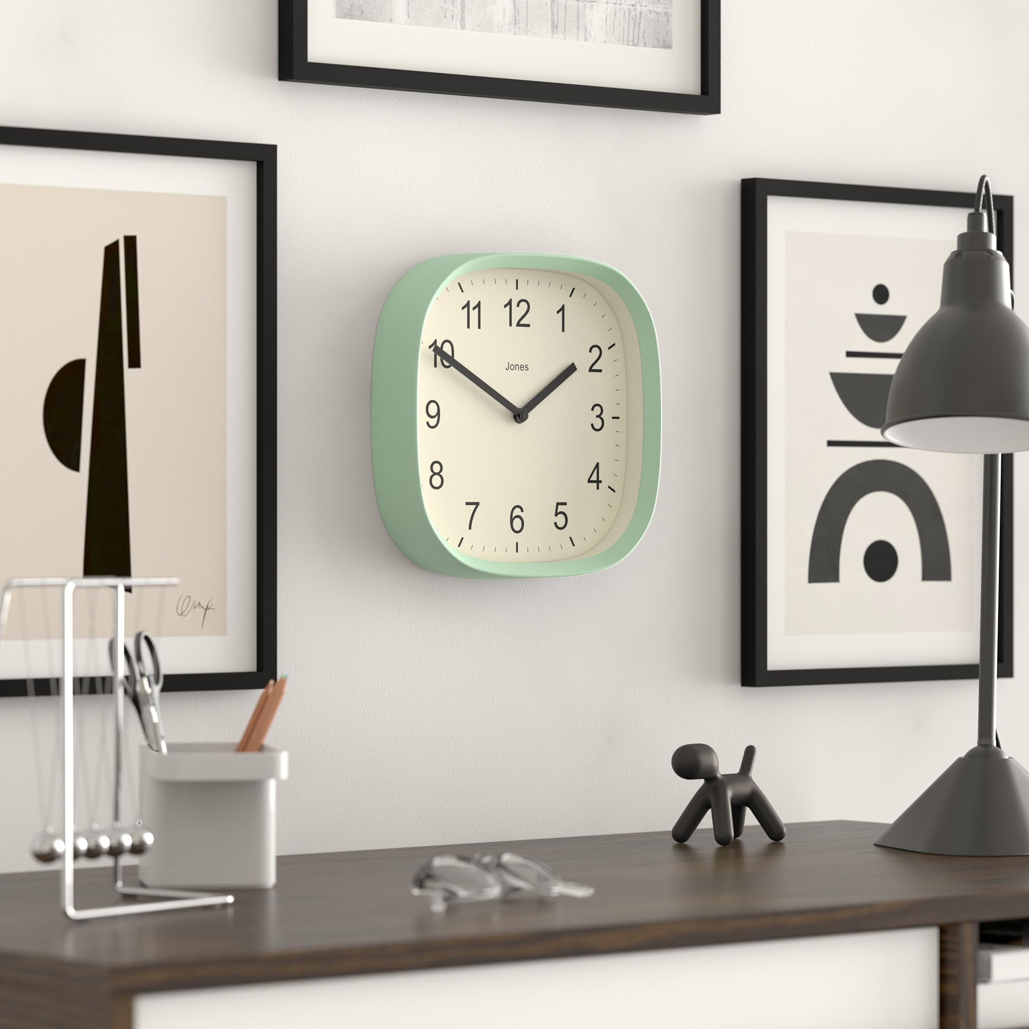 Jones Clocks® Sprite wall clock, Neo Mint Green, 25 x 25 x 5cm - Image 4