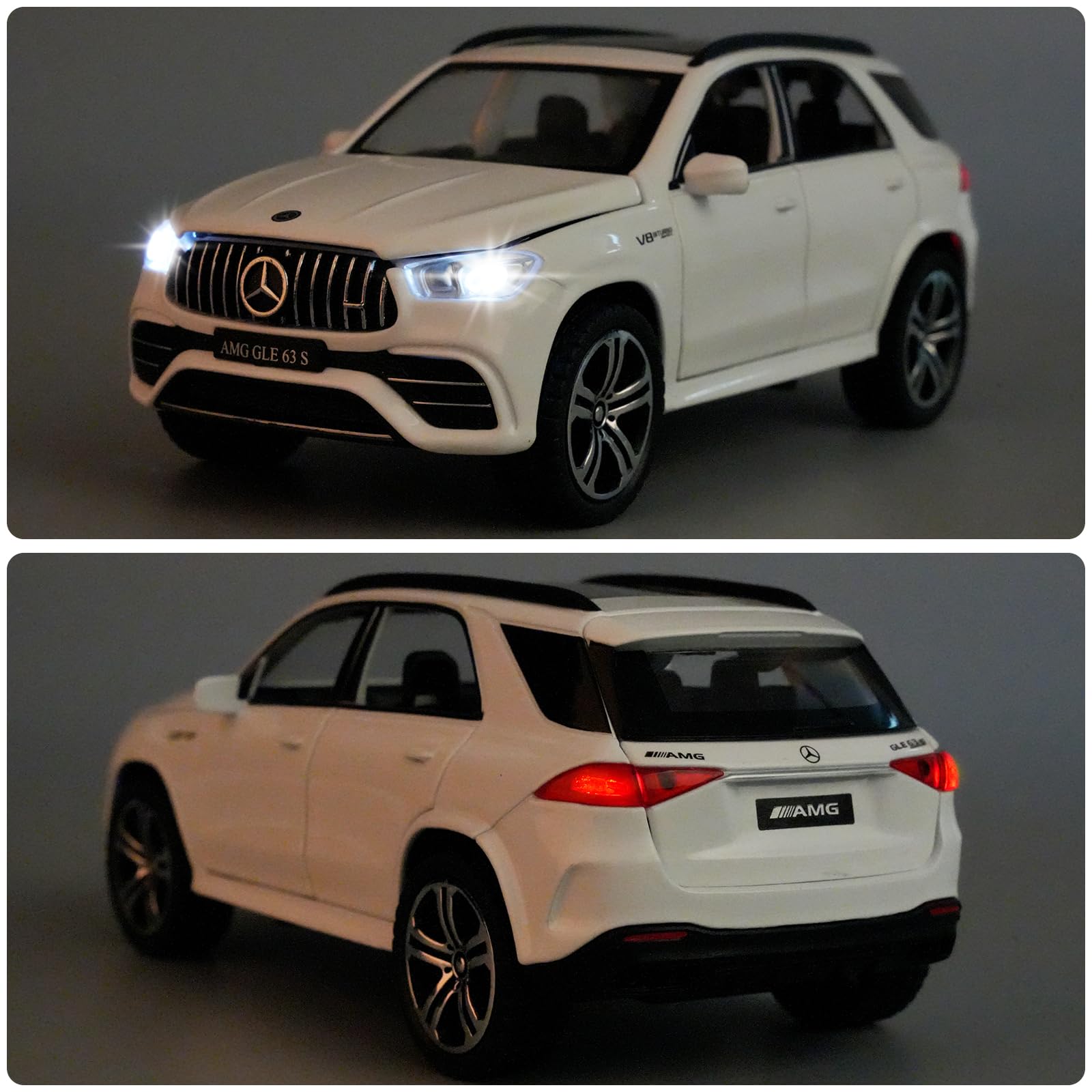 TGRCM-CZ 1:32 Scale Compatible with Benz AMG GLE 63S SUV Toy Car,Alloy Diecast Pull Back Car Model with Light and Sound Toy Vehicles for Kids Boys Girls Gift (White) - Image 4