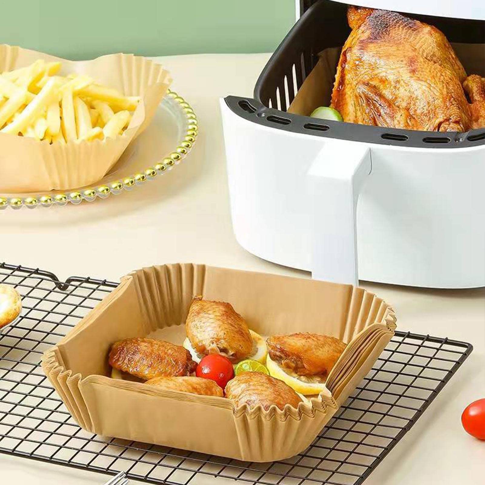 Einweg-Papiereinlagen Für Luftfritteuse – Antihaftbeschichtet, öl- & Wasserdicht, 150 Stück (25,4 Cm)