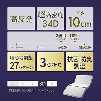 Amazon｜GOKUMIN マットレス 【 高反発 180N 250N 2層構造グラン