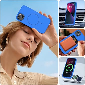 Miracase Silicone & Magnetic for iPhone 13 Case, Mediterranean Blue