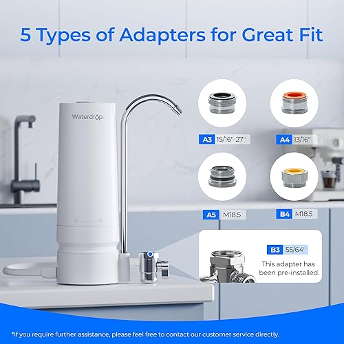 Miniatura 8 de Waterdrop Filtro de agua para encimera, filtro de agua de 4000 galones para grifo de fregadero y filtro de vida útil, reduce metales pesados, mal